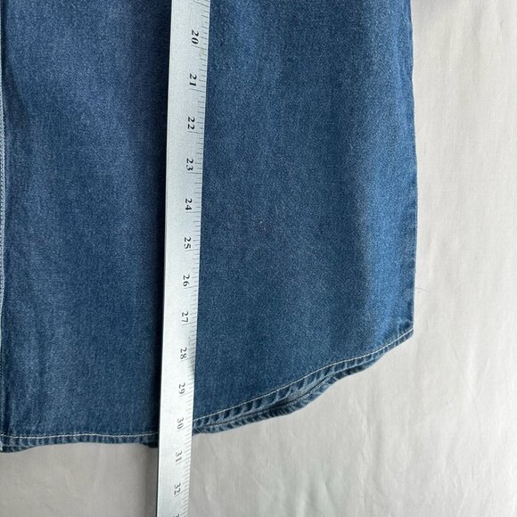 Vtg Quizz Again Jeans Denim Shirt Women XL Short Sleeve Button Up Patriotic Blue - Picture 10 of 10